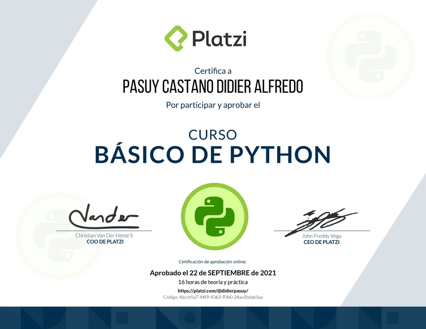 Diploma del Curso Básico de Python