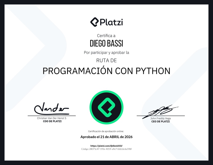 Diploma de la Ruta de Aprendizaje de Programación con Python