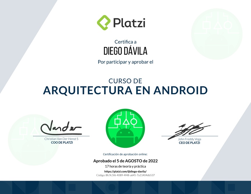 Diploma del Curso de Arquitectura de Android