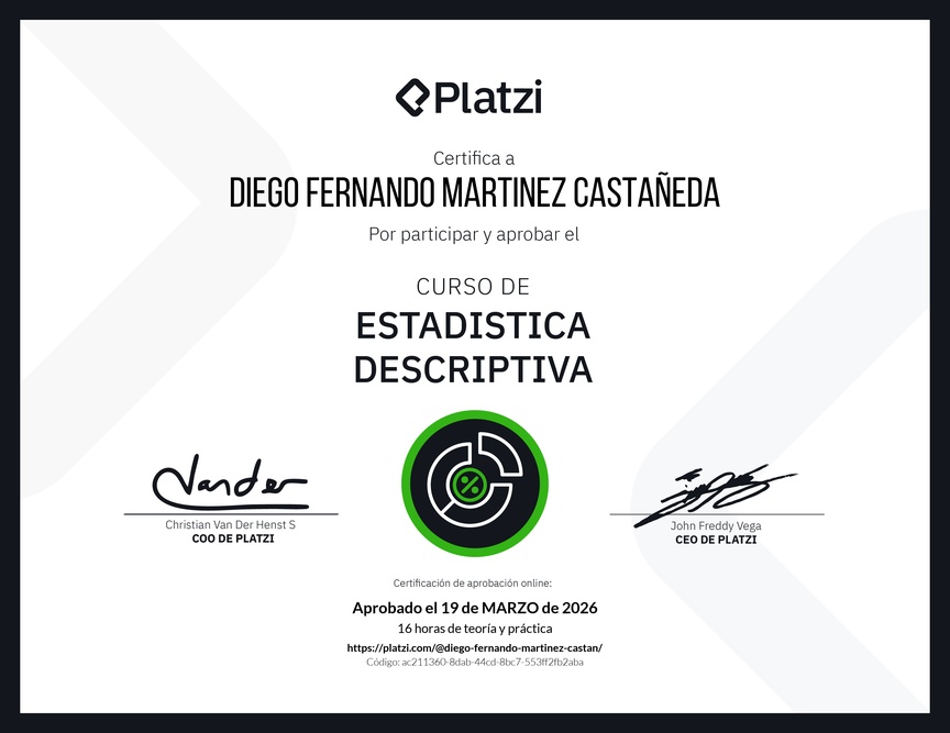 Diploma del Curso de Estadística Descriptiva