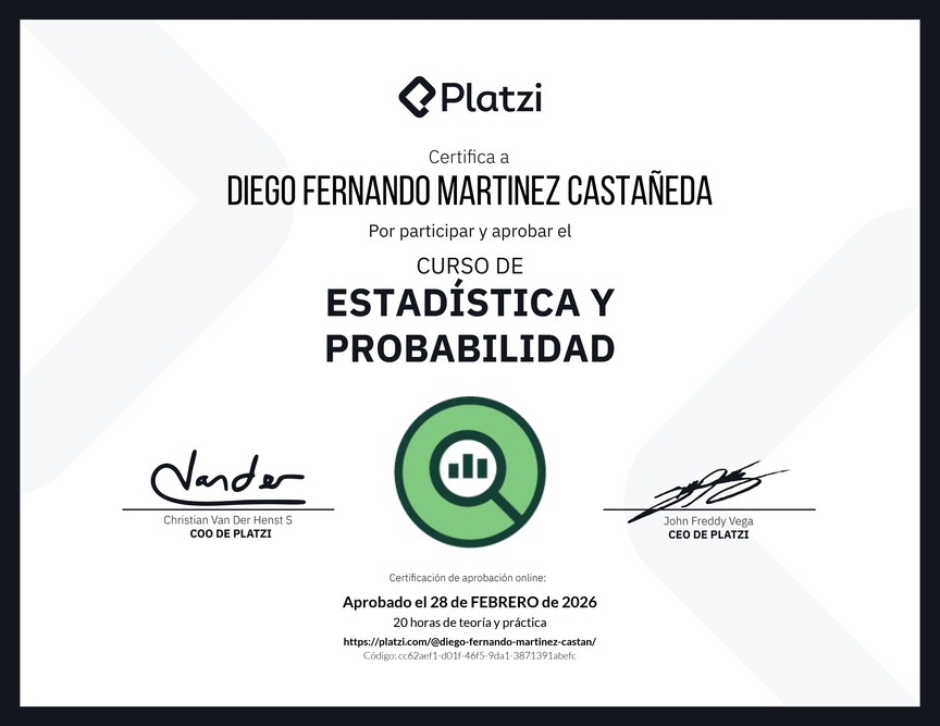 Diploma del Curso de Estadística y Probabilidad