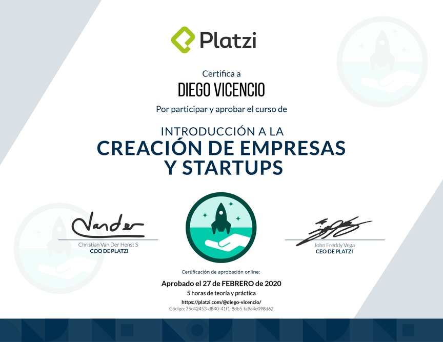 Diploma de Introducción a la Creación de Empresas y Startups