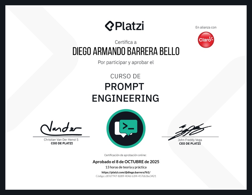 Diploma del Curso de Prompt Engineering