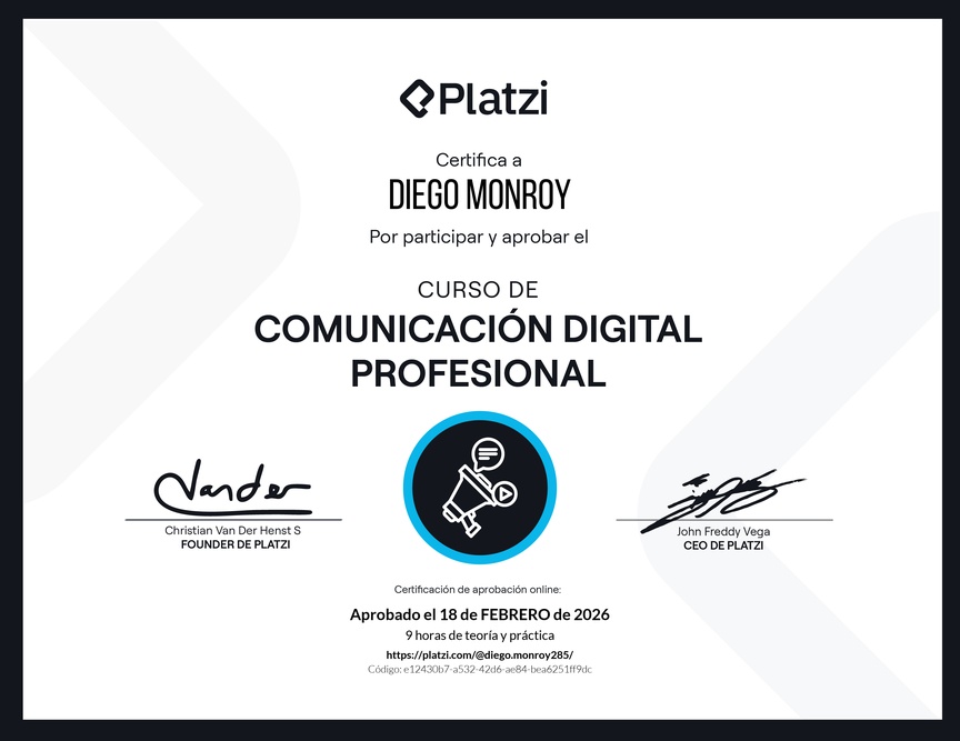 Diploma del Curso de Comunicación Digital Profesional