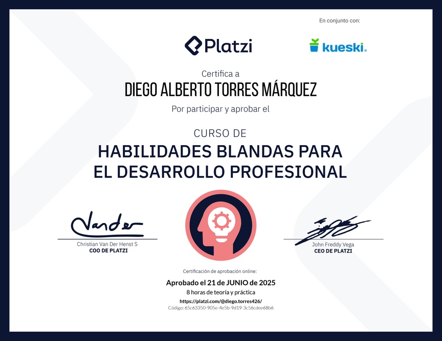 Diploma del Curso de Habilidades Blandas para el Desarrollo Profesional