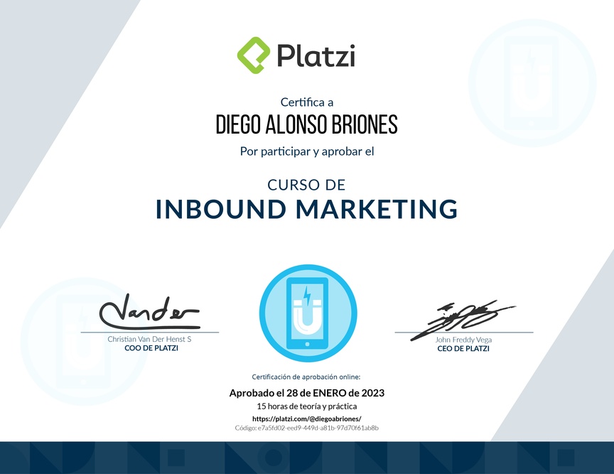 Diploma del Curso de Retención de Clientes con Inbound Marketing