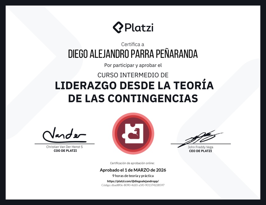 Diploma del Curso Intermedio de Liderazgo: Evalúa los Comportamientos de un Líder