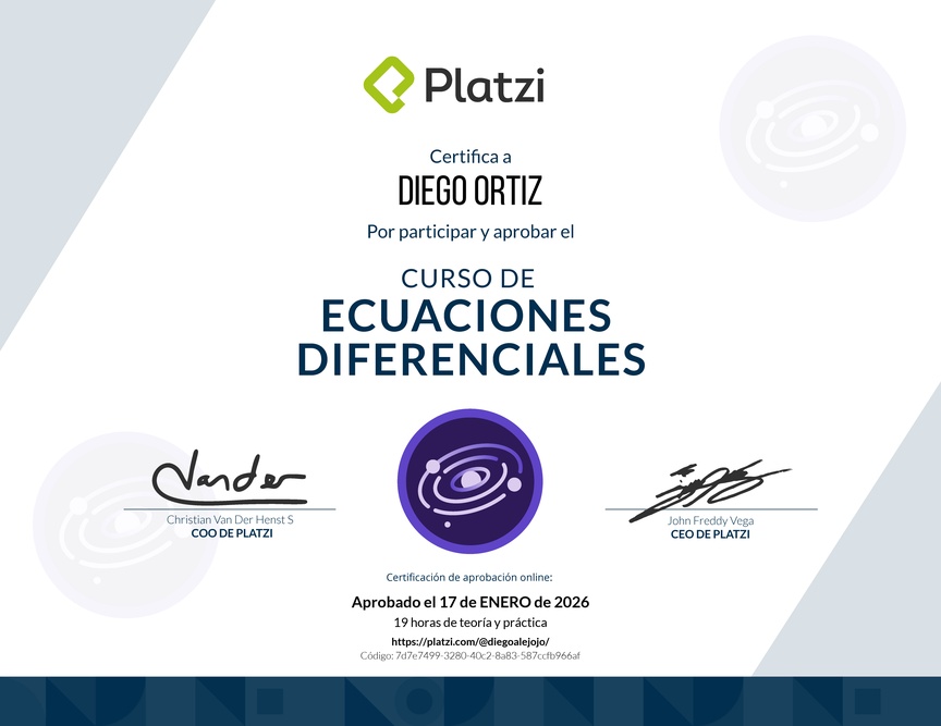 Diploma del Curso de Ecuaciones Diferenciales