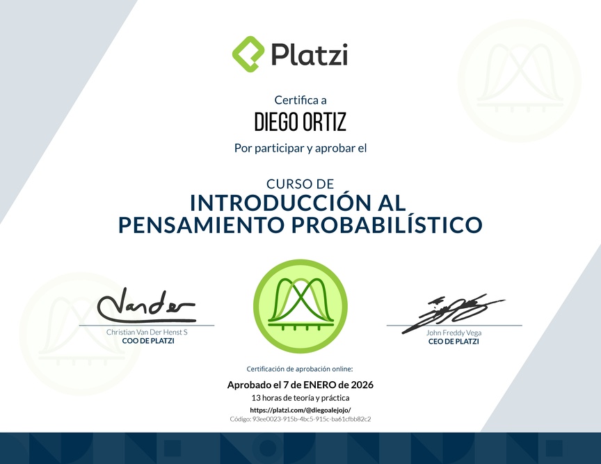 Diploma del Curso de Introducción al Pensamiento Probabilístico