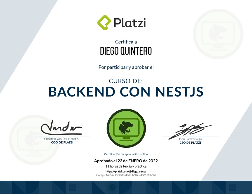 Diploma del Curso de Backend con NestJS
