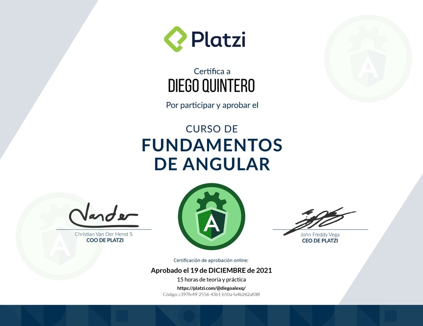 Diploma del Curso de Fundamentos de Angular