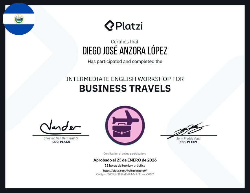 Diploma del Curso de Inglés Práctico para Viajes de Negocios