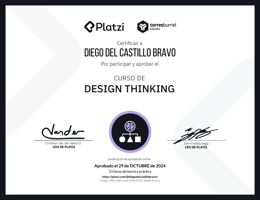 Diploma del Curso de Design Thinking