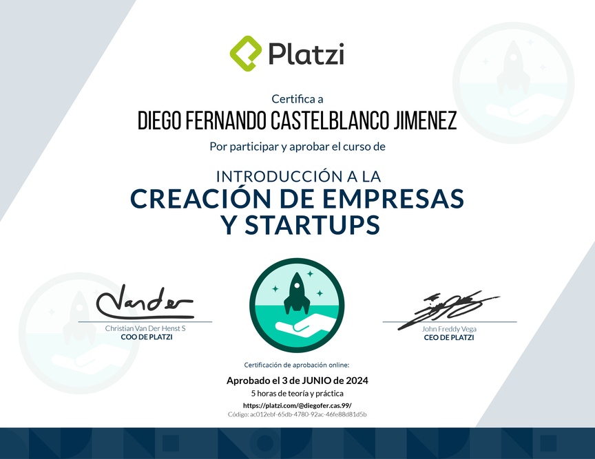 Diploma de Introducción a la Creación de Empresas y Startups