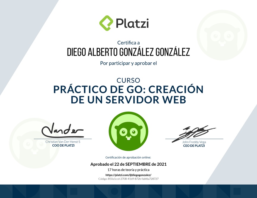Diploma del Curso Práctico de Go: Creación de un Servidor Web