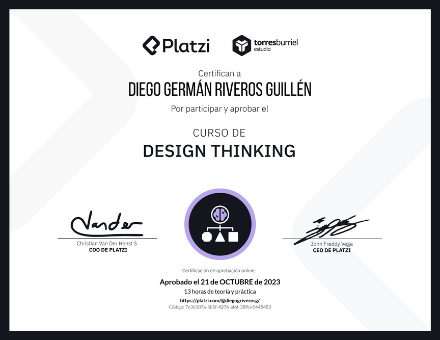 Diploma del Curso de Design Thinking