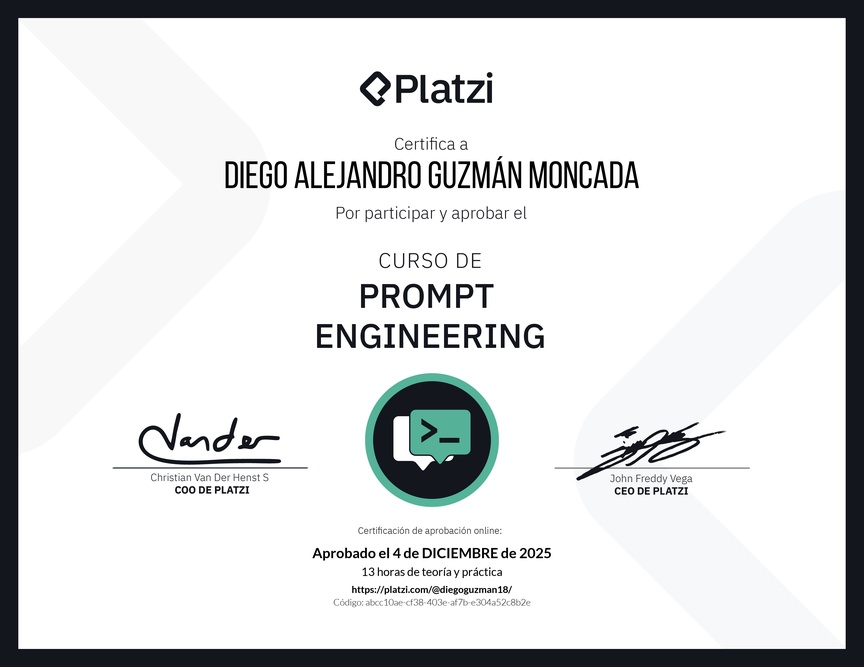 Diploma del Curso de Prompt Engineering
