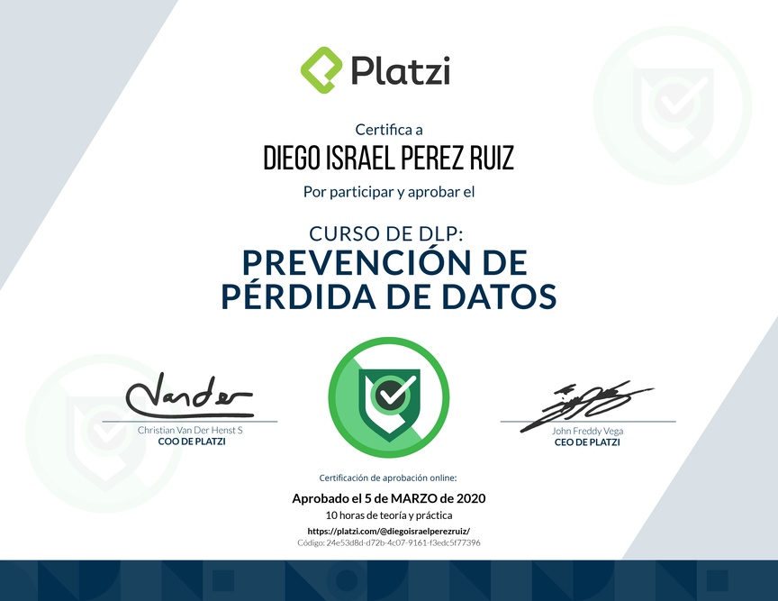 Diploma del Curso de DLP: Prevención de Pérdida de Datos