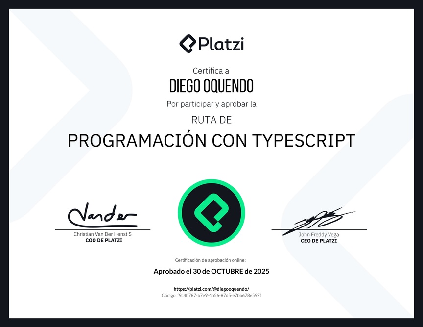 Diploma de la Ruta de Aprendizaje de Programación con TypeScript