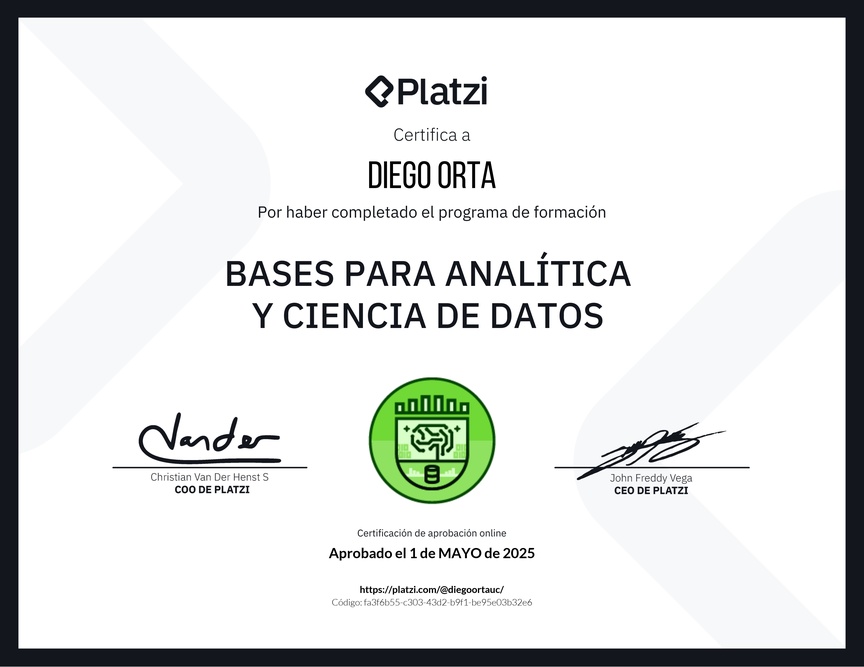 Diploma de la Ruta de Aprendizaje de Bases para Analítica y Ciencia de Datos