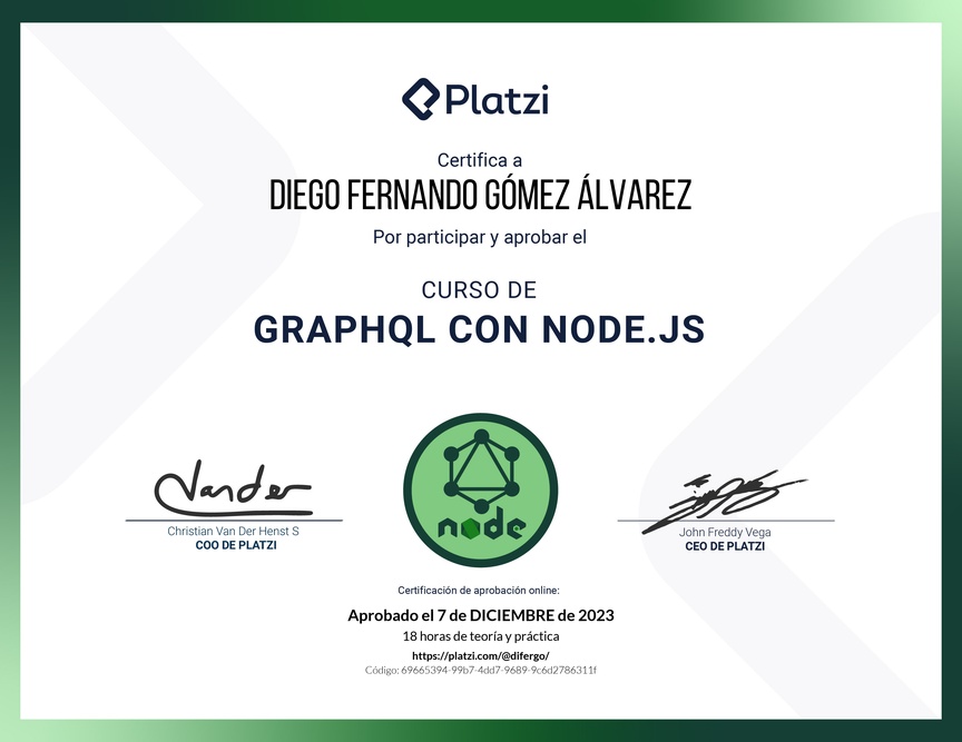 Diploma del Curso de GraphQL con Node.js