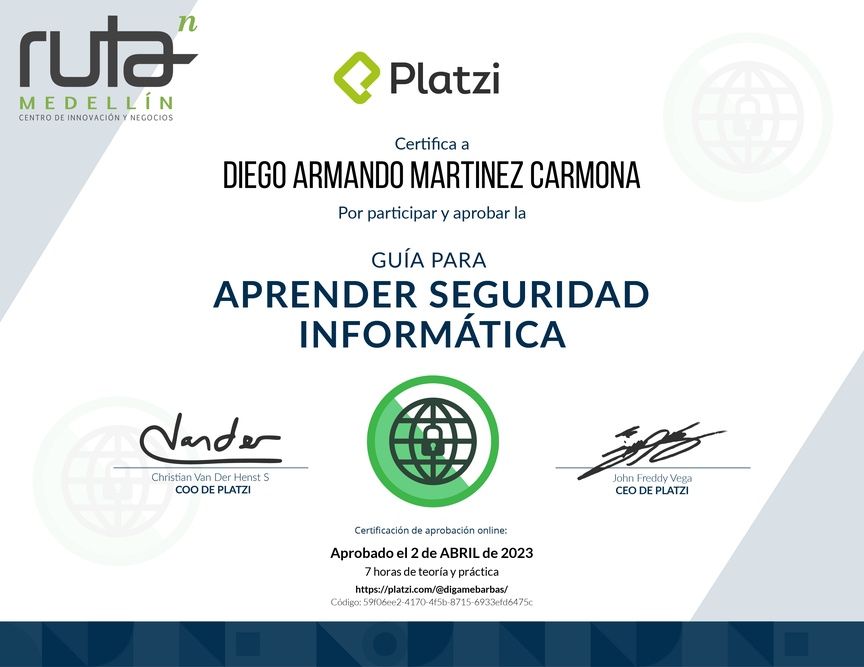 Diploma de Guía para Aprender Seguridad Informática