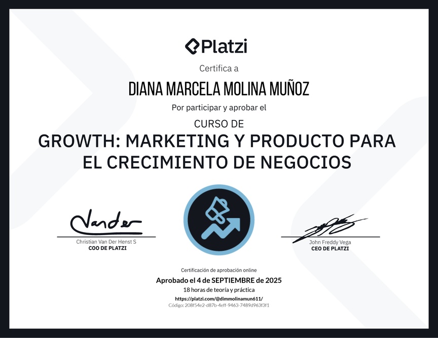 Diploma del Curso de Growth: Marketing y Producto para el Crecimiento de Negocios