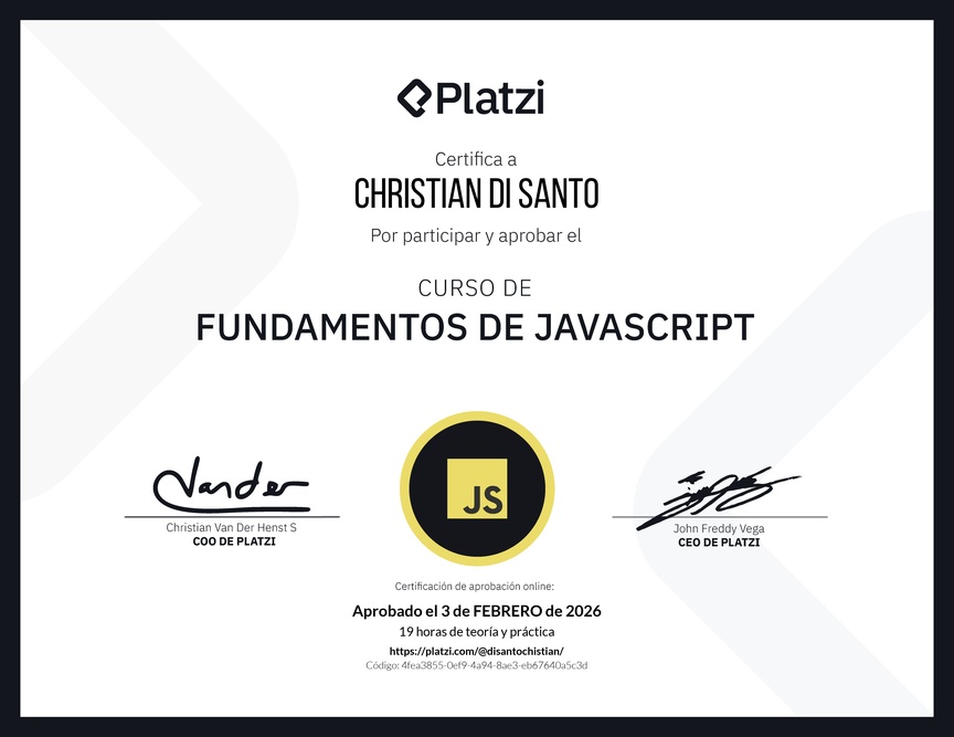 Diploma del Curso de Fundamentos de JavaScript