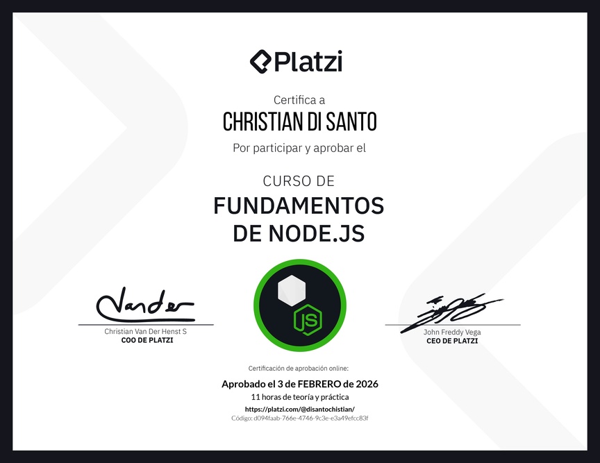 Diploma del Curso de Fundamentos de Node.js