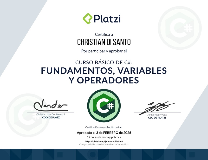 Diploma del Curso Básico de Programación con C#