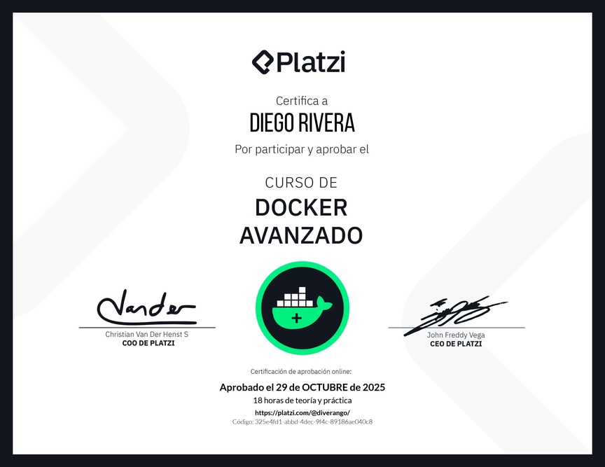 Diploma del Curso de Docker Avanzado