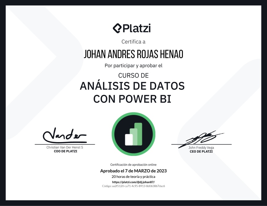 Diploma del Curso de Análisis de Datos con Power BI
