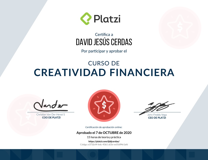 Diploma del Curso para Generar Ingresos adicionales y diversificar tus finanzas