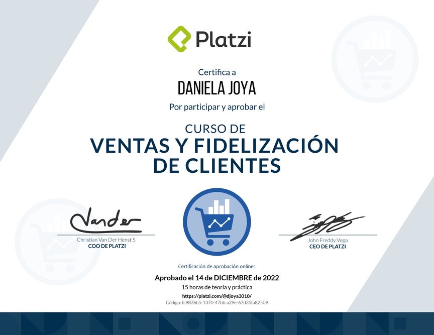 Diploma del Curso de Ventas y Fidelización de Clientes con Buyer Journey