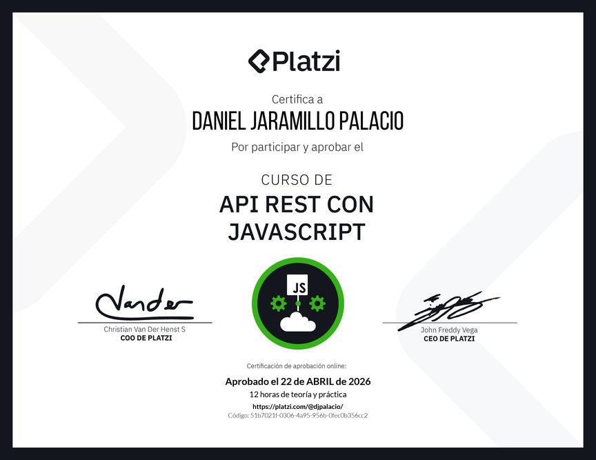 Diploma del Curso de API REST con Javascript