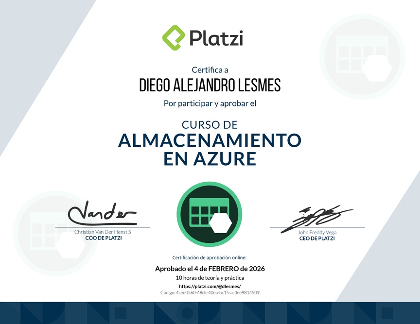 Diploma del Curso de Almacenamiento en Azure