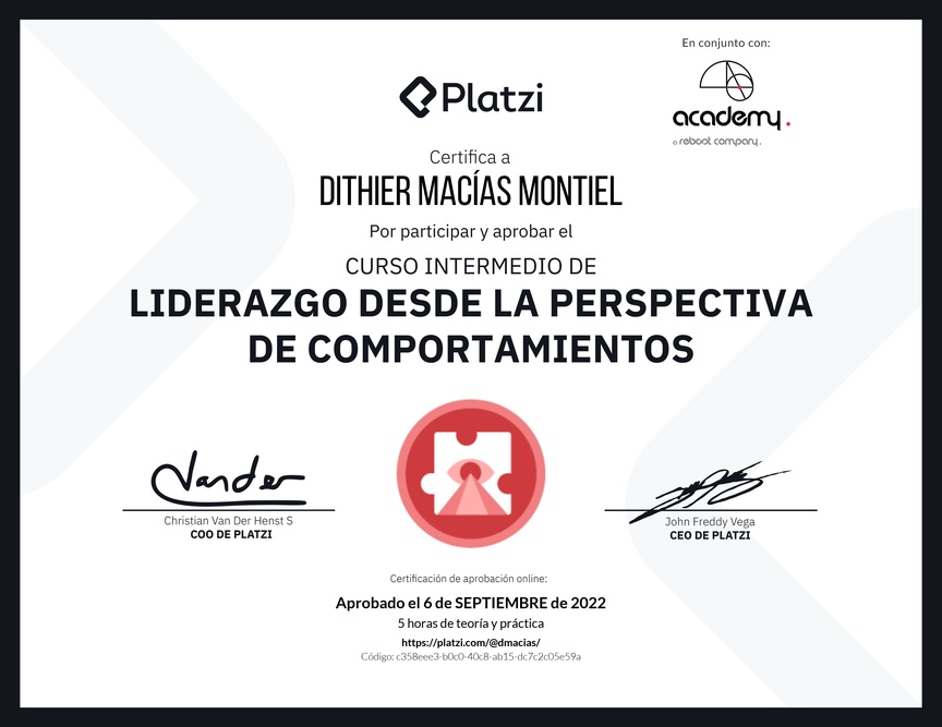Diploma del Curso Intermedio de Liderazgo: Identifica los Tipos de Liderazgo