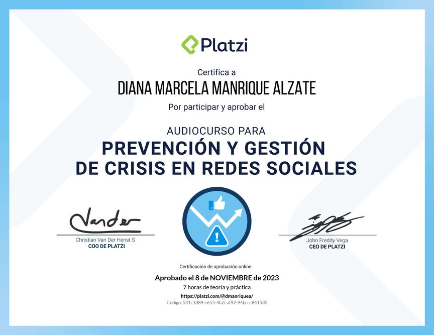 Diploma de Audiocurso: Prevención y Gestión de Crisis en Redes Sociales