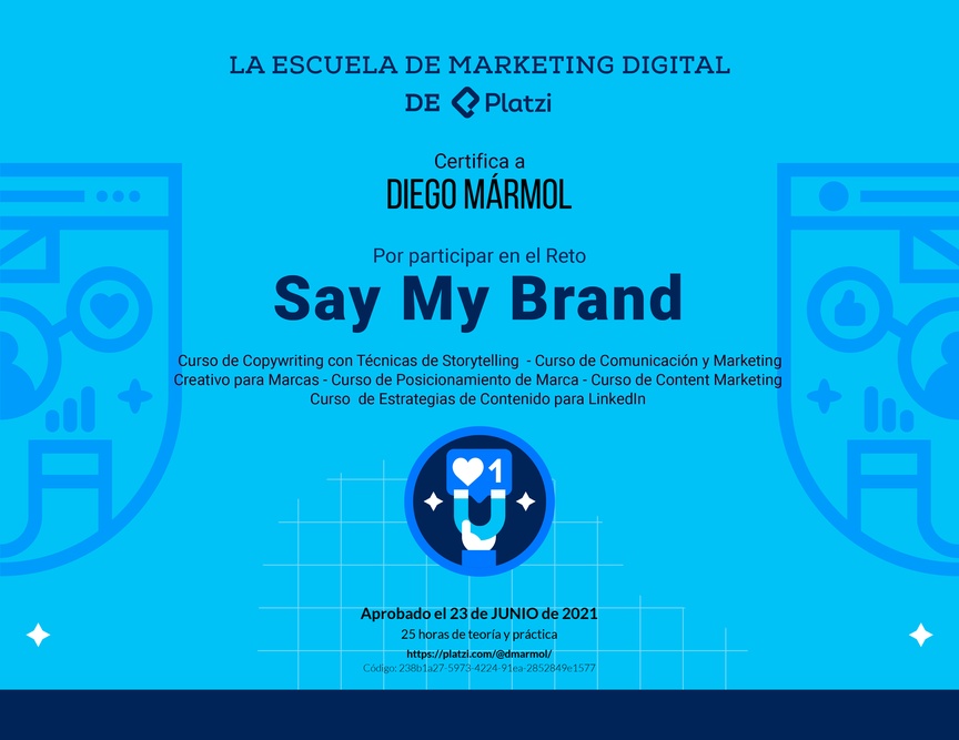 Diploma de Reto de Marca Personal