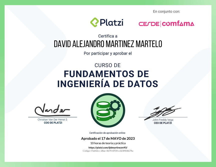 Diploma del Curso de Fundamentos de Ingeniería de Datos