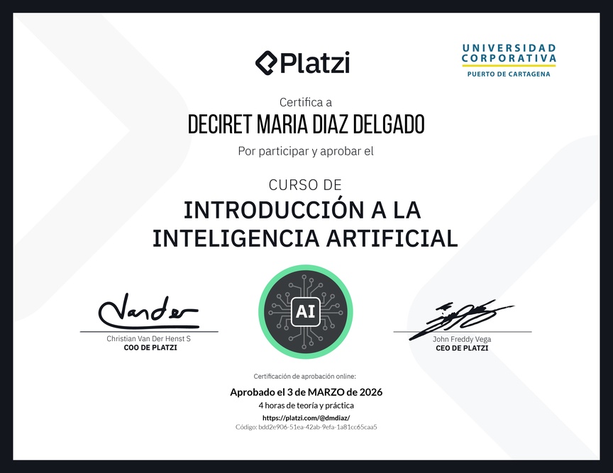Diploma del Curso Gratis de Introducción a la Inteligencia Artificial