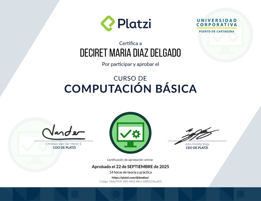 Diploma del Curso Básico de Computadores e Informática