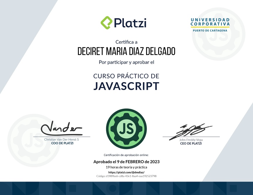 Diploma del Curso Práctico de JavaScript