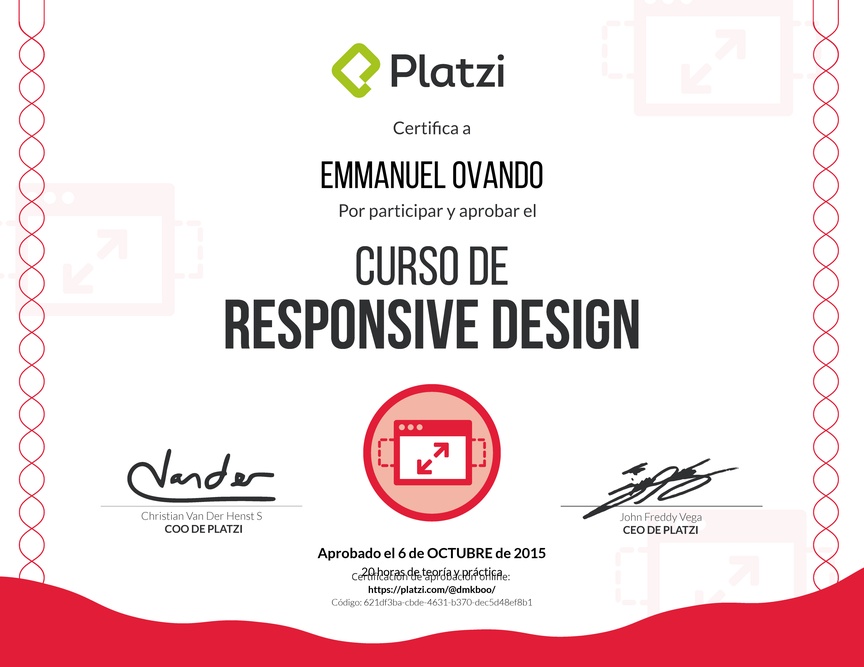 Diploma del Curso de Responsive Design 2015