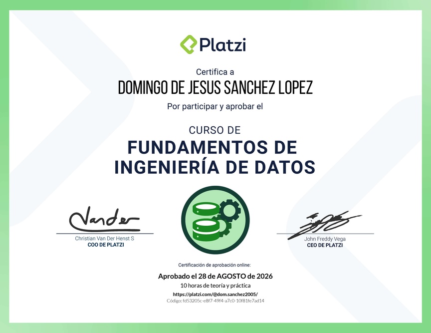 Diploma del Curso de Fundamentos de Ingeniería de Datos