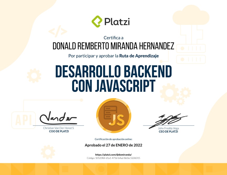 Diploma de la Ruta de Aprendizaje de Node.js: Desarrollo Backend con JavaScript
