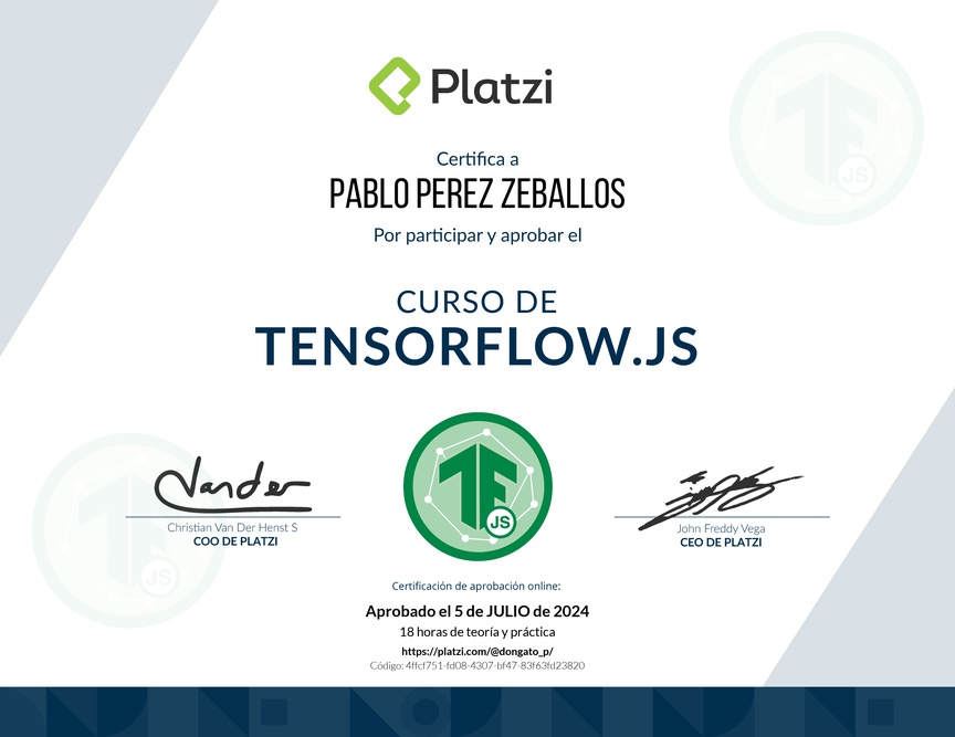 Diploma del Curso de TensorFlow.js