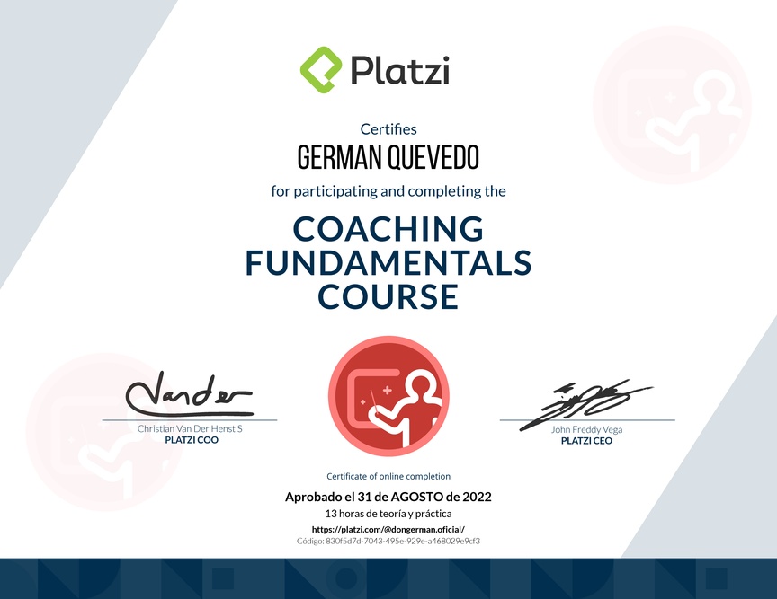Diploma del Curso de Habilidades y Estrategias de Coaching