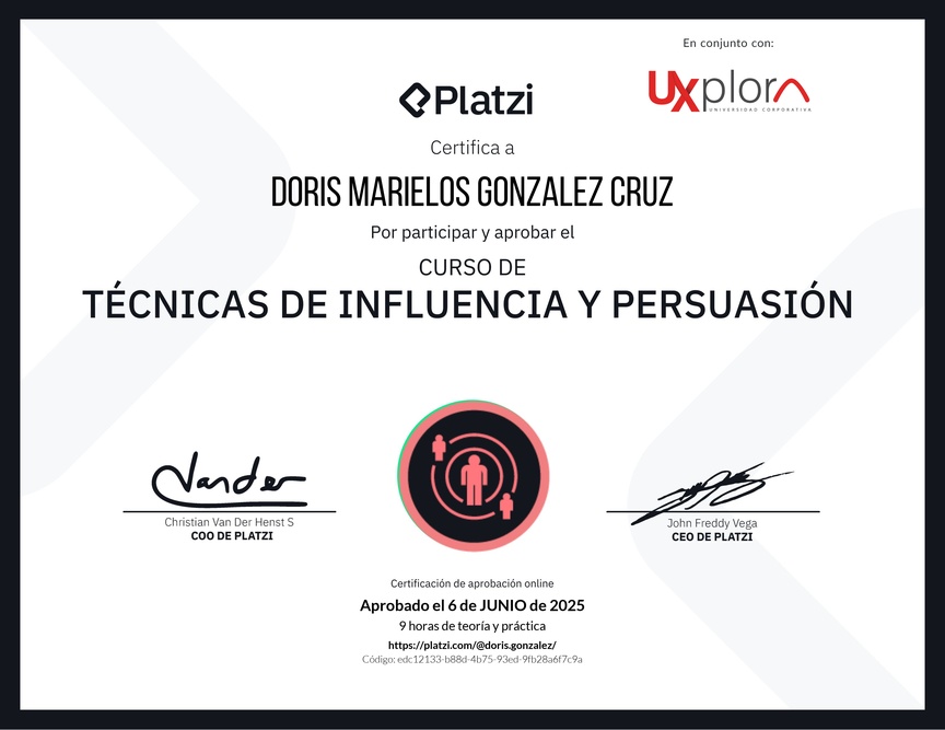 Diploma del Curso de Técnicas de Influencia y Persuasión