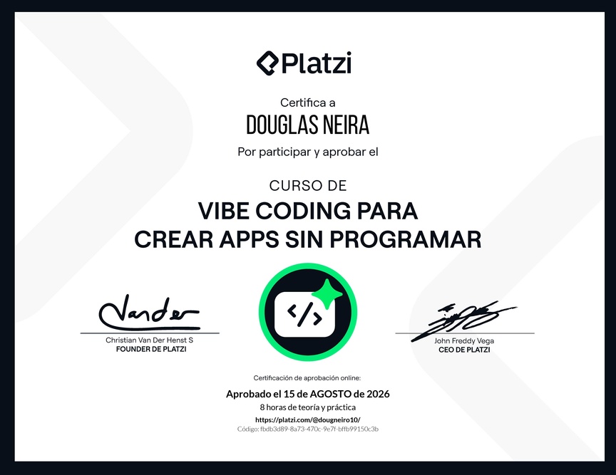 Diploma del Curso de Vibe Coding para Crear Apps sin Programar con Google AI Studio